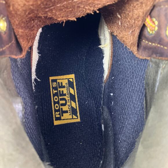 ROOTS TUFF Vintage Brown Leather Hiking/Work Lace-up Boots Chunky Sole Rugged - Picture 16 of 16